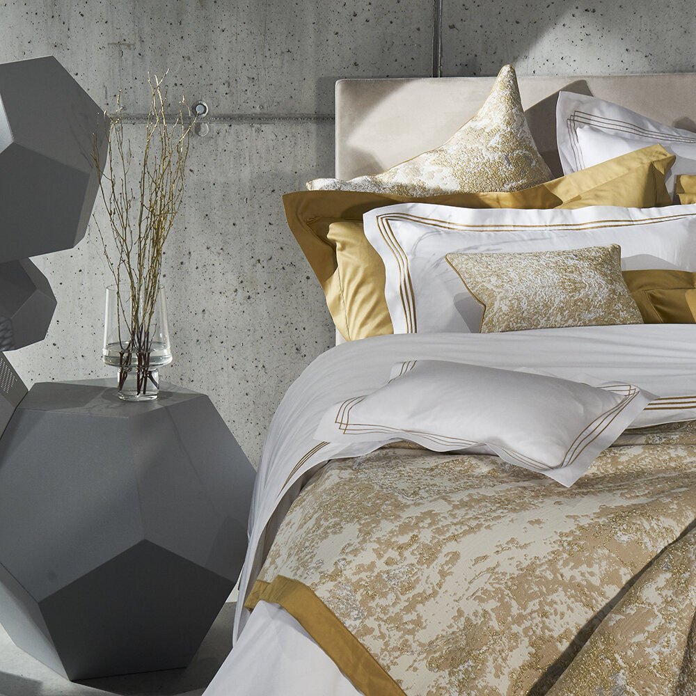 WALTZ Luxury Egyptian Cotton Gold Bed Cover / Plaid