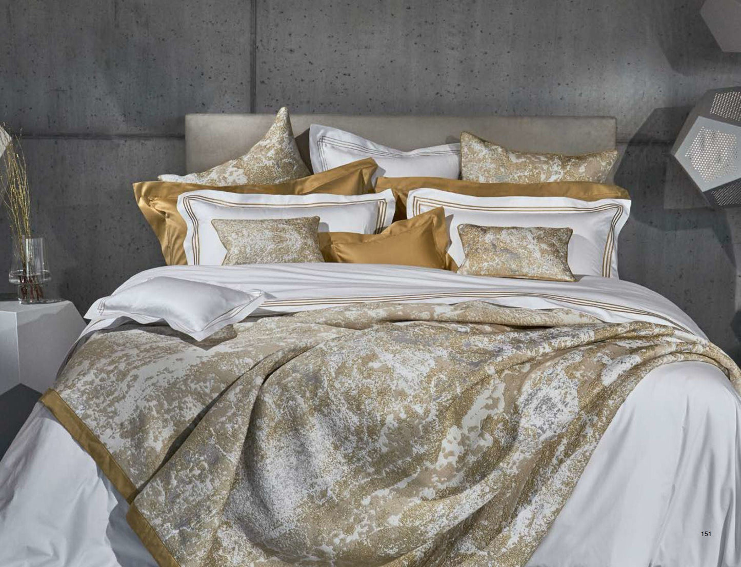 WALTZ Luxury Egyptian Cotton Gold Bed Cover / Plaid